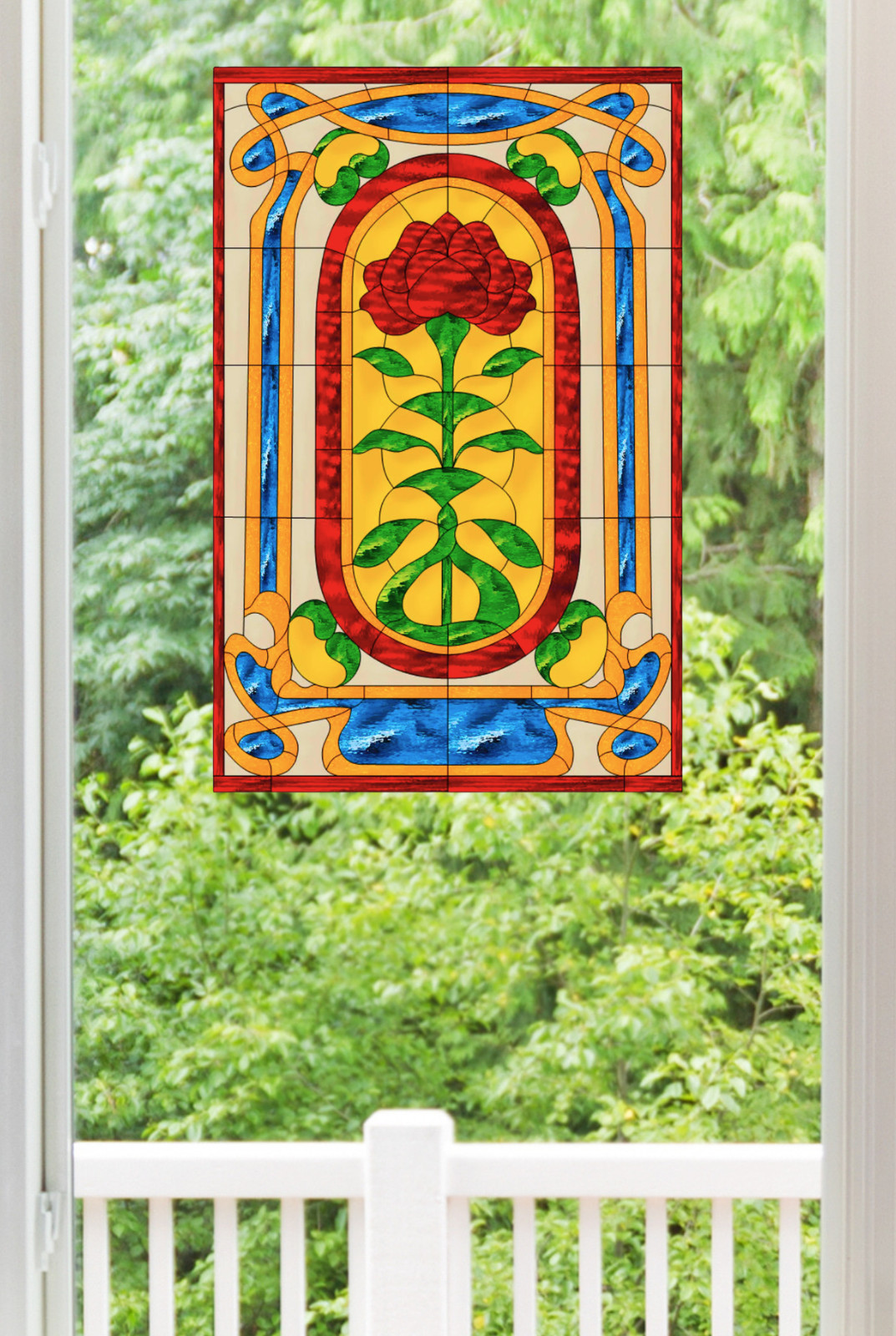 Stranger Things Rose Faux Stained-Glass WINDOW CLING Size 10.6" Vinyl
