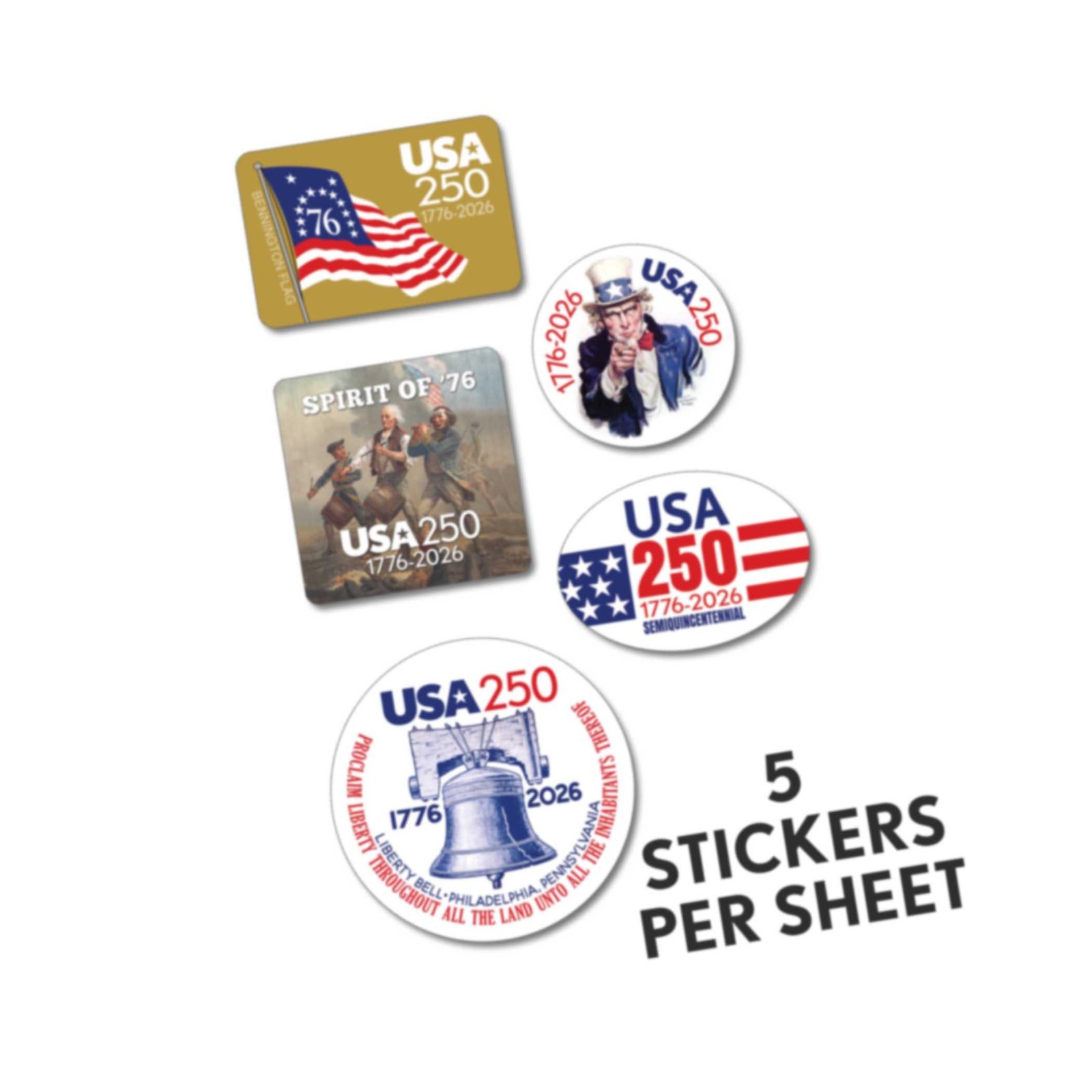 25 Die Cut Sticker Sheets – CLASSIC America, Semiquincentennial, 250 Freedom USA