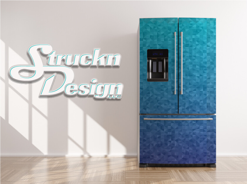 Blue Shapes Squares Colorful Geometric Fridge Freezer Wrap Side Door Vinyl Decal