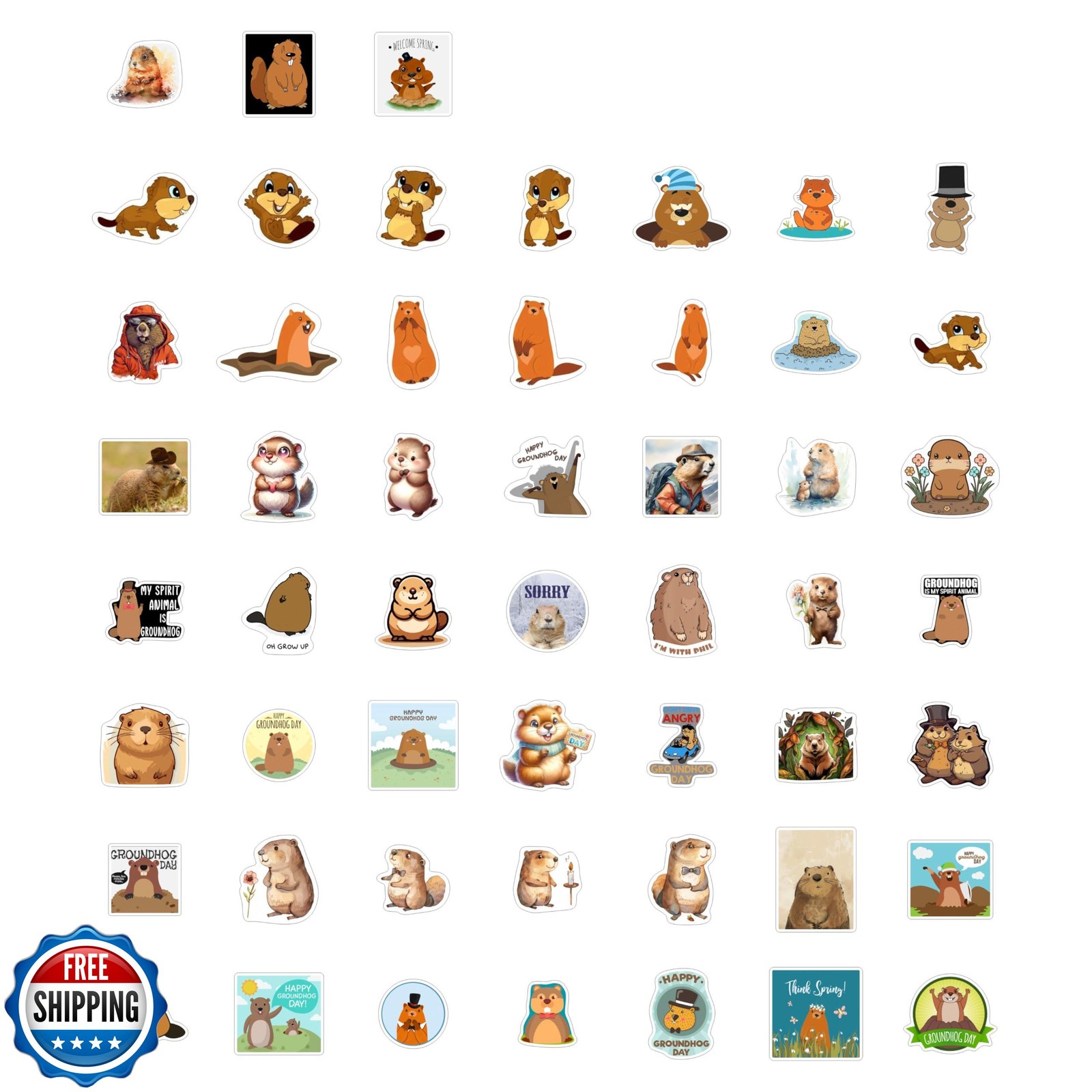 BulbaCraft Groundhog Stickers for Water Bottle and Laptop – Cute Animal Decor