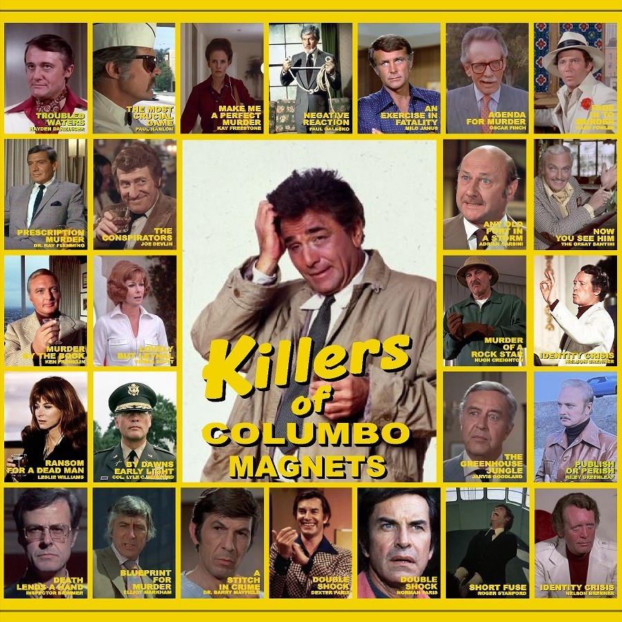 Columbo Villians and Killers Fridge Magnets 2.25" x 3.0" Vintage TV Show