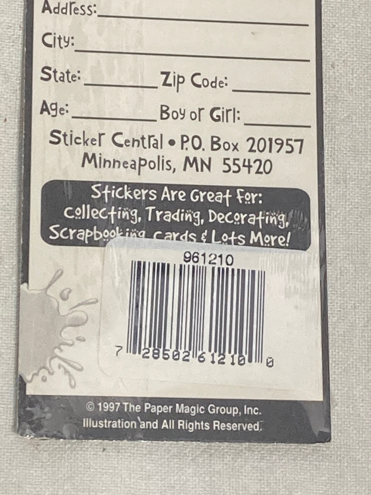 Vntg Sticker Central Butterfly Adhesive Craft Stickers 1" H. 1997 1 Sheet USA