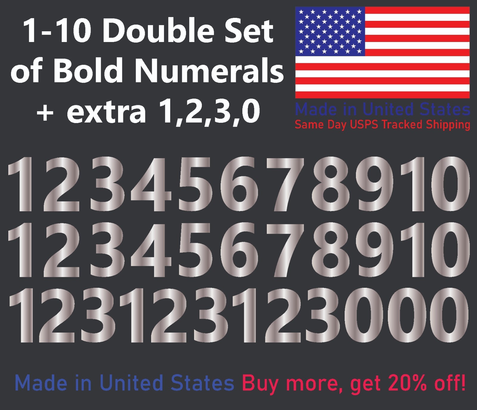 1-10 Bolston Bold Outdoor Vinyl Decal Numbers for Mailbox, Door, Address, Locker
