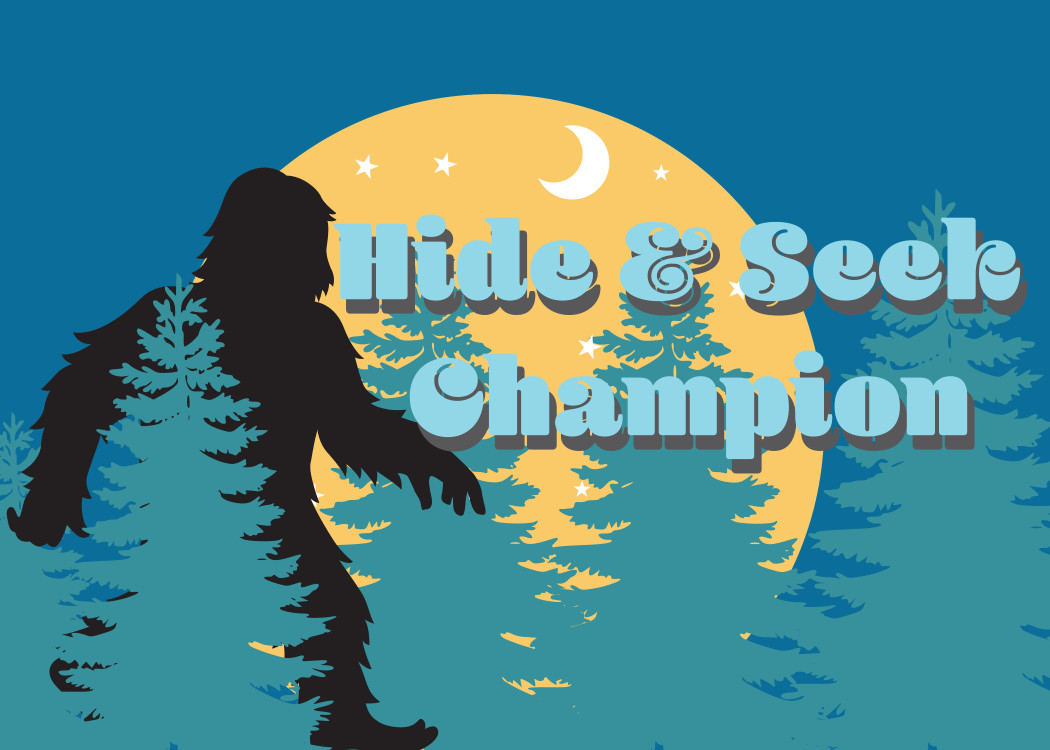 Bigfoot "Hide & Seek Champion" Fridge Magnet Decor – 3.5" x 2.5" Made in USA