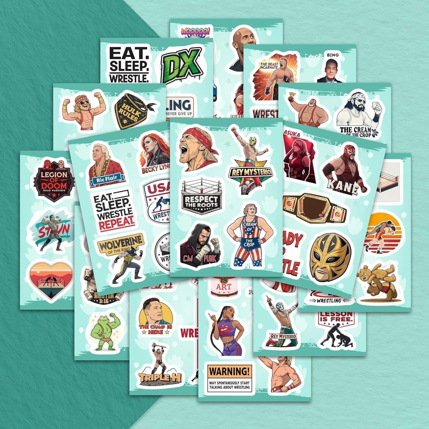 100Pcs Wrestling Stickers Pack – Fighter Vinyl Decals, Water Bottle, Laptop –…