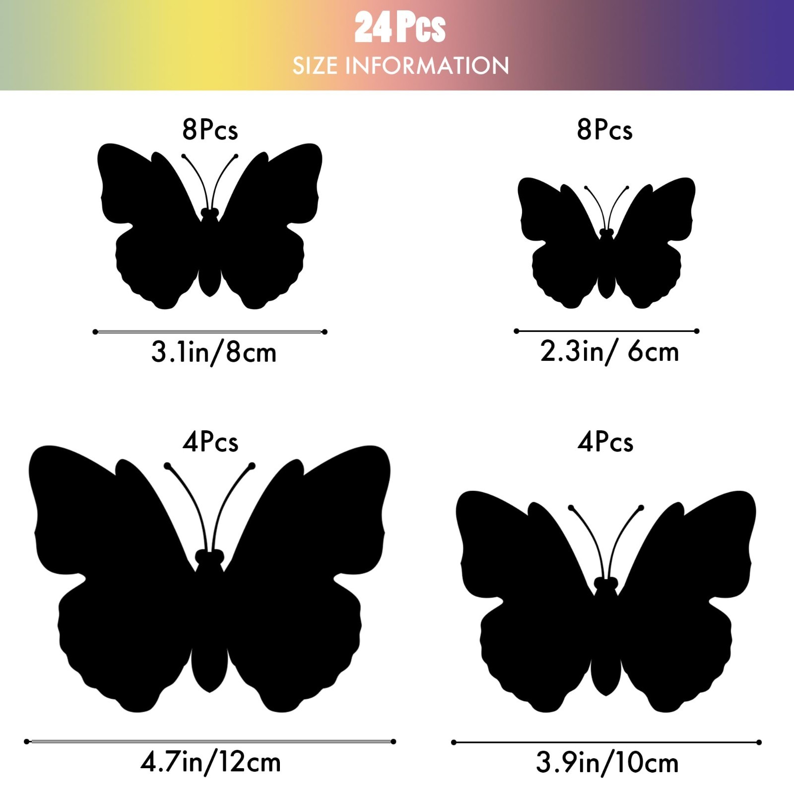 3D Butterfly Wall Decor – 24 Pcs Double Layer Colorful Decorations for Parties,
