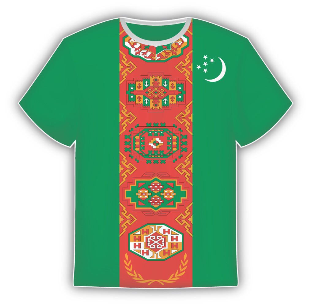 Turkmenistan Flag Sticker In The Form Of T Shirt Vinyl Sticker Decal
