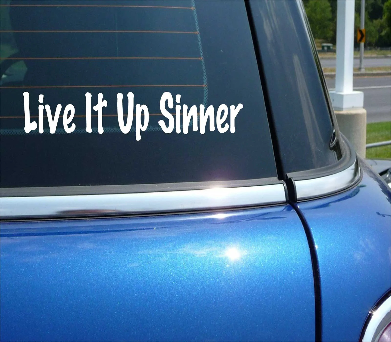 LIVE IT UP SINNER DECAL STICKER FUNNY PARTY REBEL HOOKUP COLLEGE CAR TRUCK