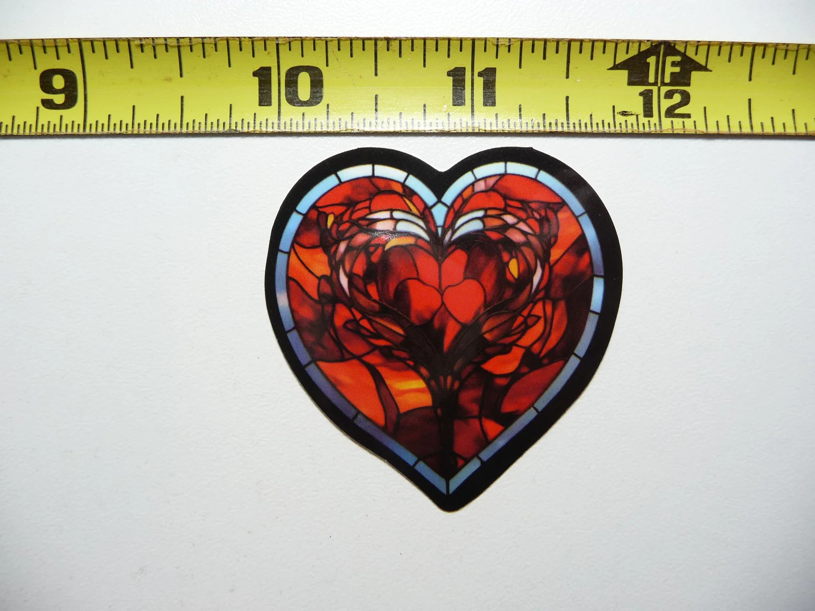 HEART SHAPE LOVE SMALL STICKER DECAL STAINED GLASS STYLE BEAUTIFUL COLORS