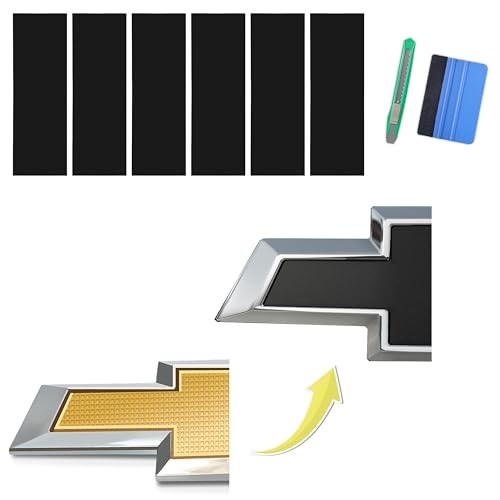 6 PCS Emblem Wrap Kit Compatible with Bowtie Logo Wrap Car Matte Black