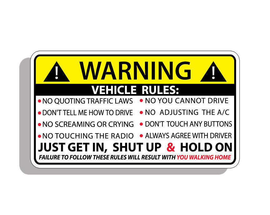 Vehicle Safety Rules Sticker Decal