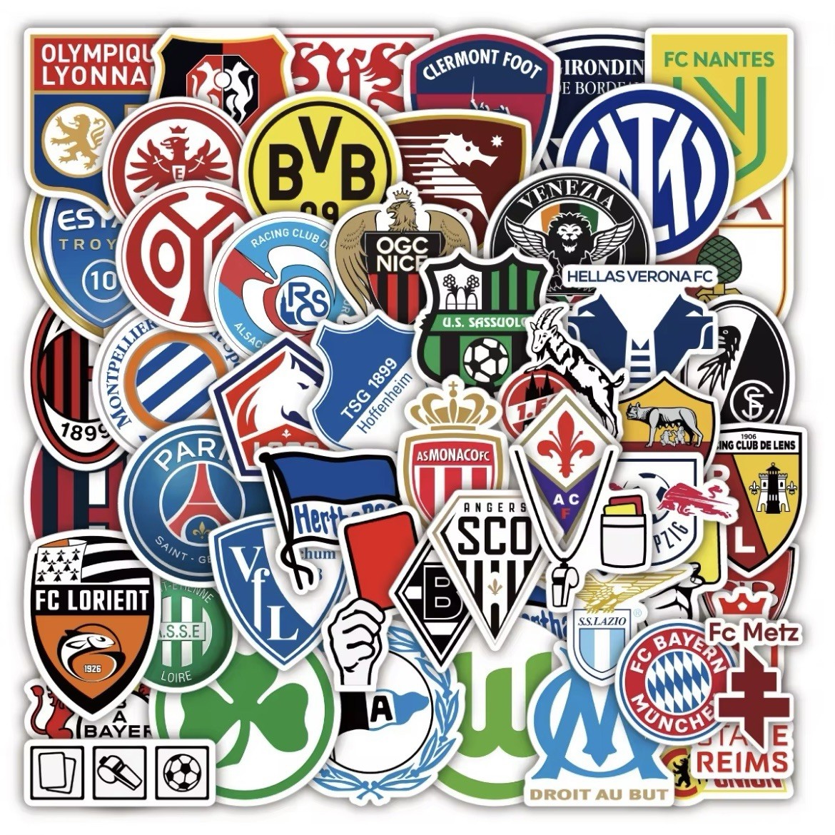 100pcs Waterproof Vinyl Stickers International Soccer Teams Football Club Logo
