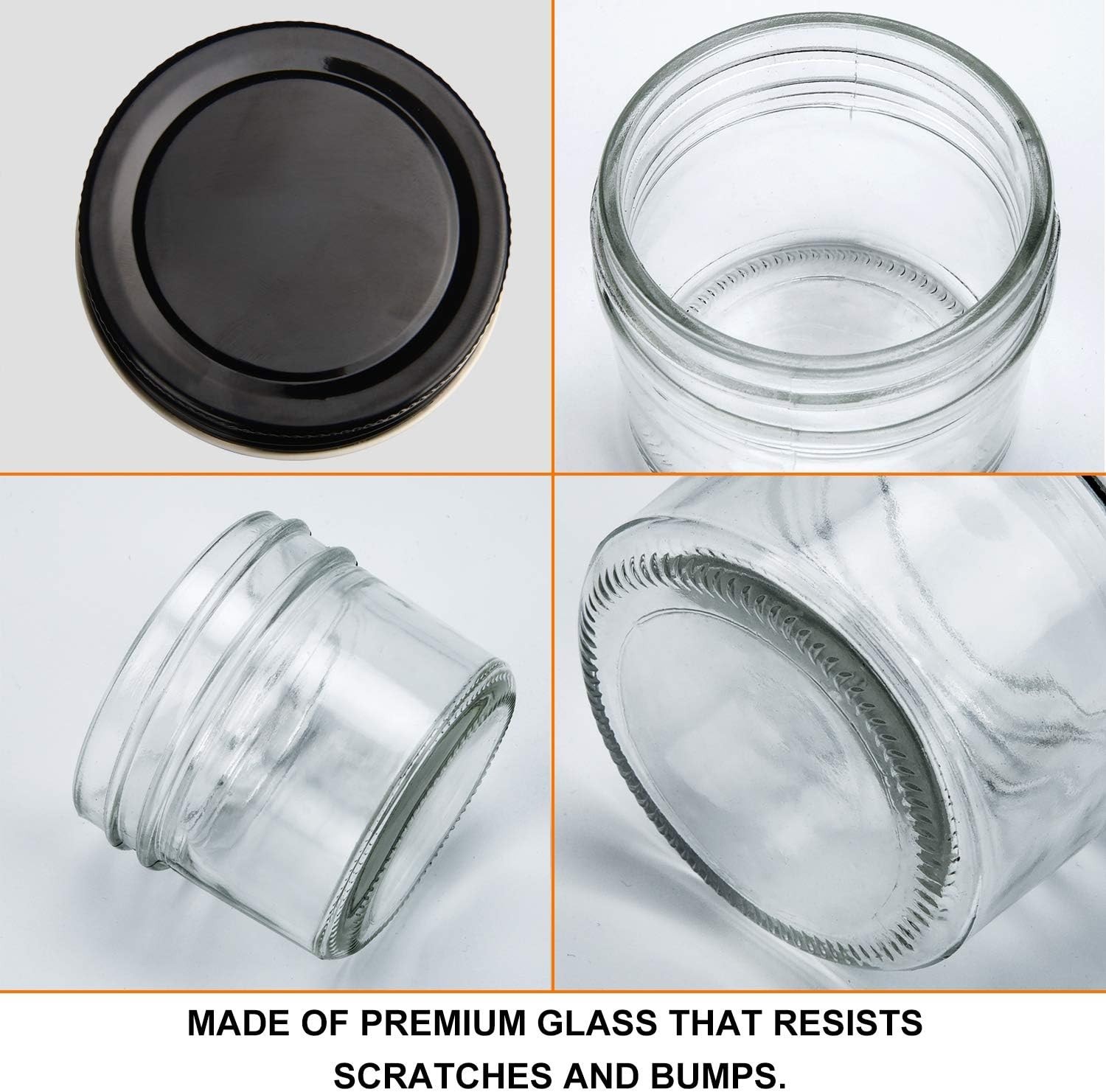 4oz Glass Jars With Lids,Small Mason Jars,Mini Canning Jars With Black Lids For