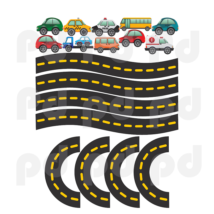 Cars And Racetrack Wall Decal Cartoon Race Track Car Mural Vinyl Hotwheels, b41