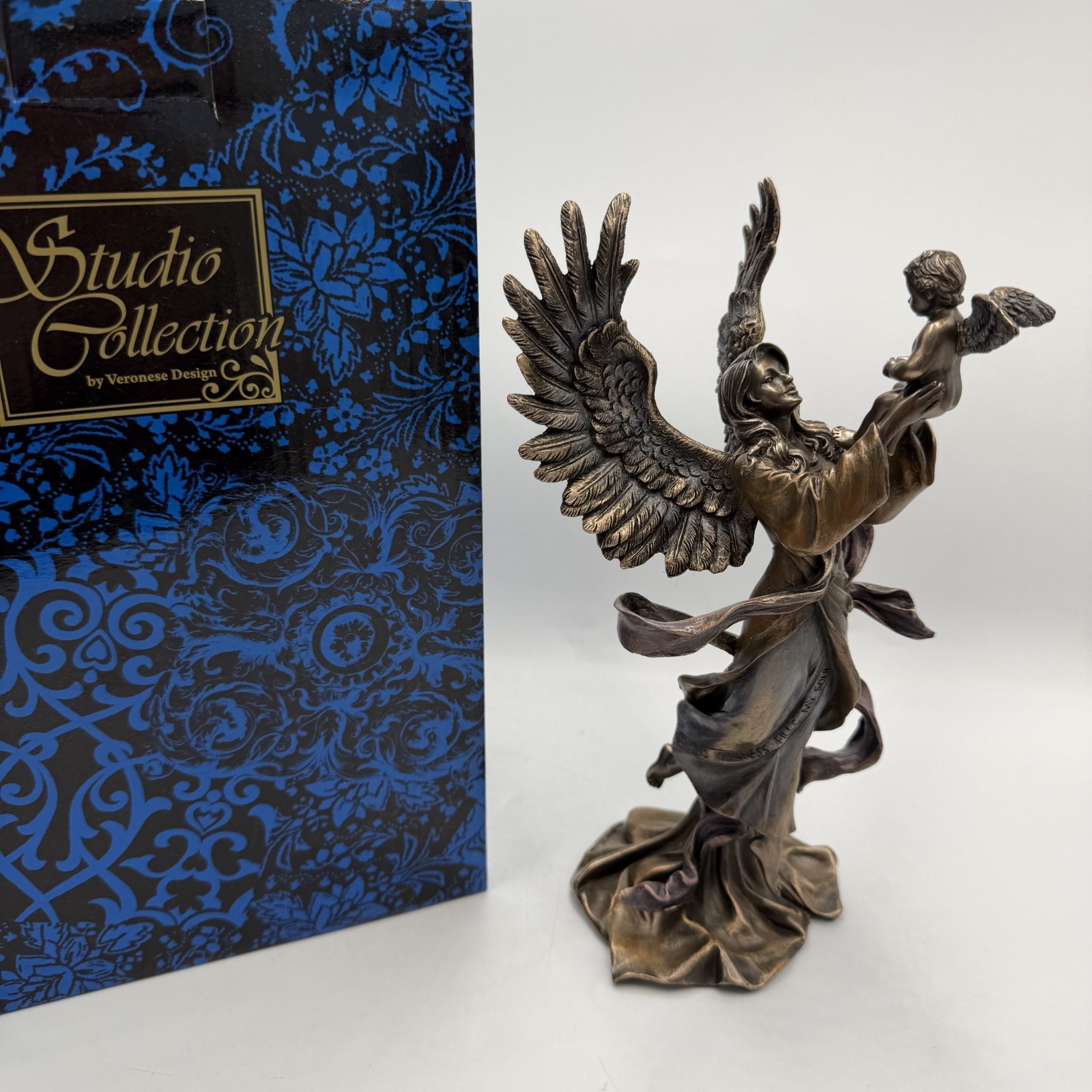 Maat Goddess Figurine Bronze Finish Egyptian Statue Winged Decor 21 cm