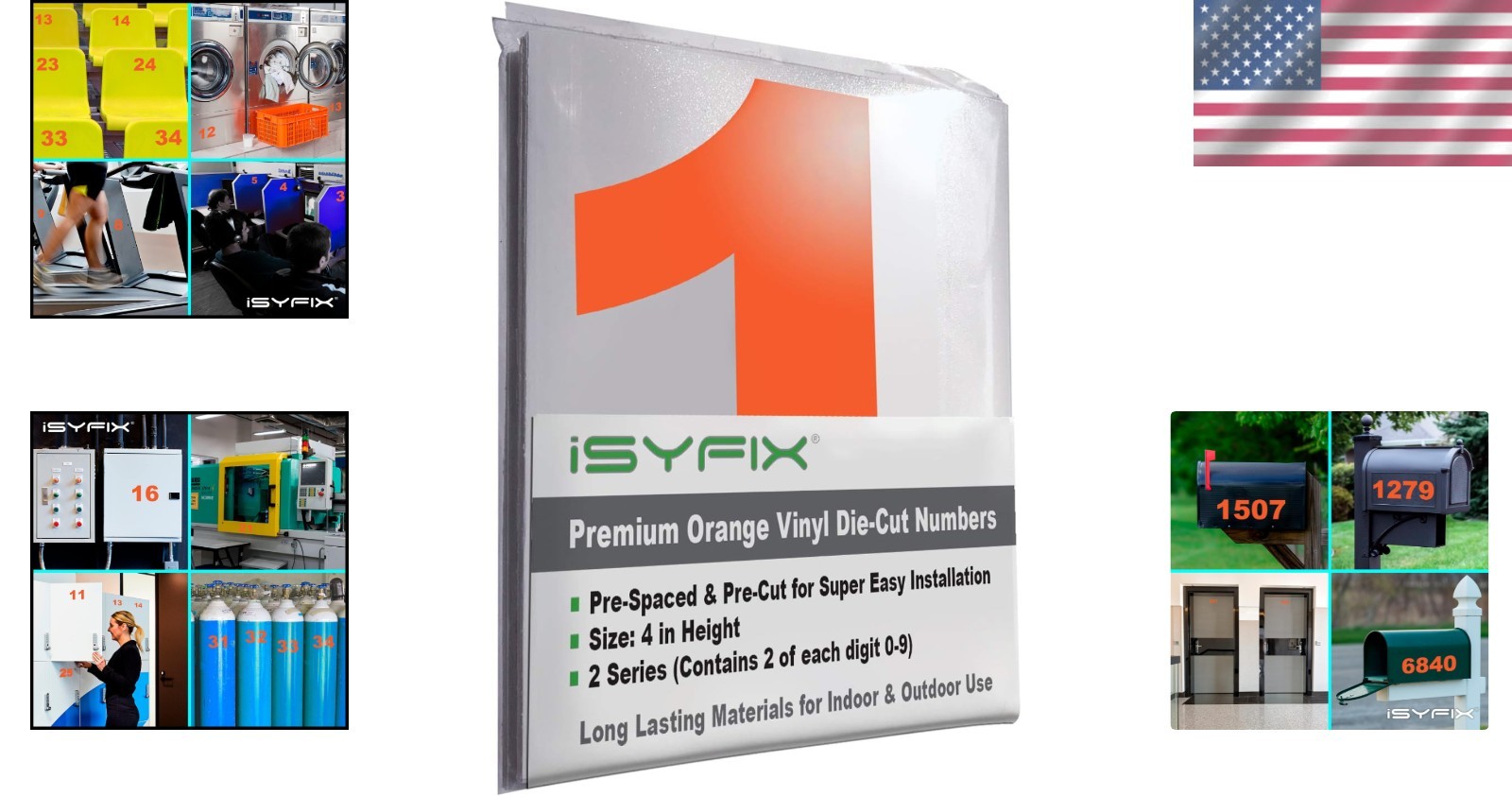 UV Resistant Orange Numbers Decals – 4 Inch, 2 Sets