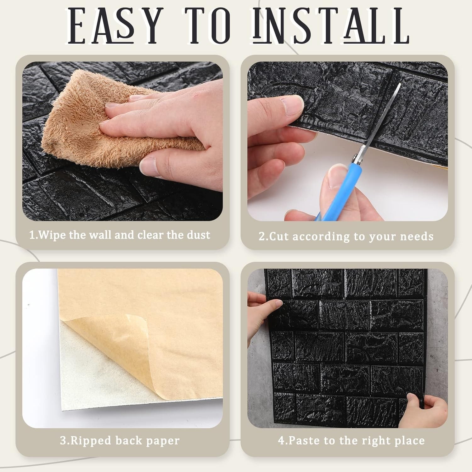 Decorative Self-Adhesive Brick Wall Panels – 30 Pcs Waterproof & Easy to Clean