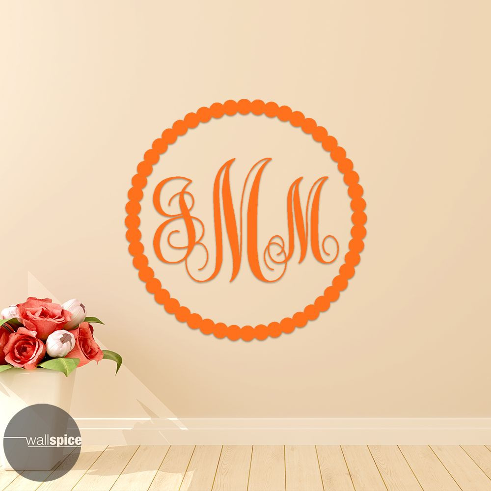 Circular Vine Interlocking Monogram Letters Initials Vinyl Wall Decal Sticker