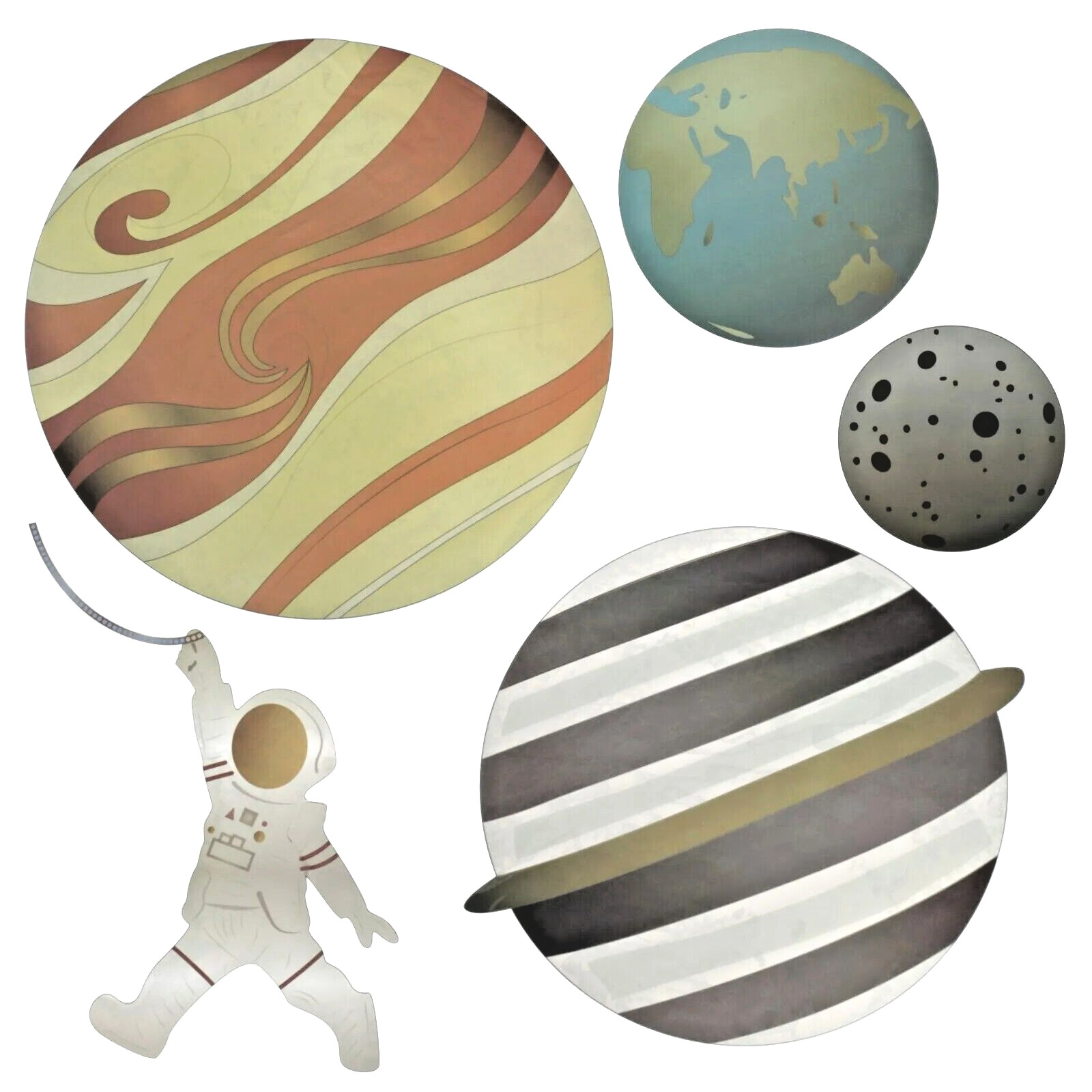 Retro Space Planets Room Decor Wall Decal Stickers Moon Hanging Astronaut Earth