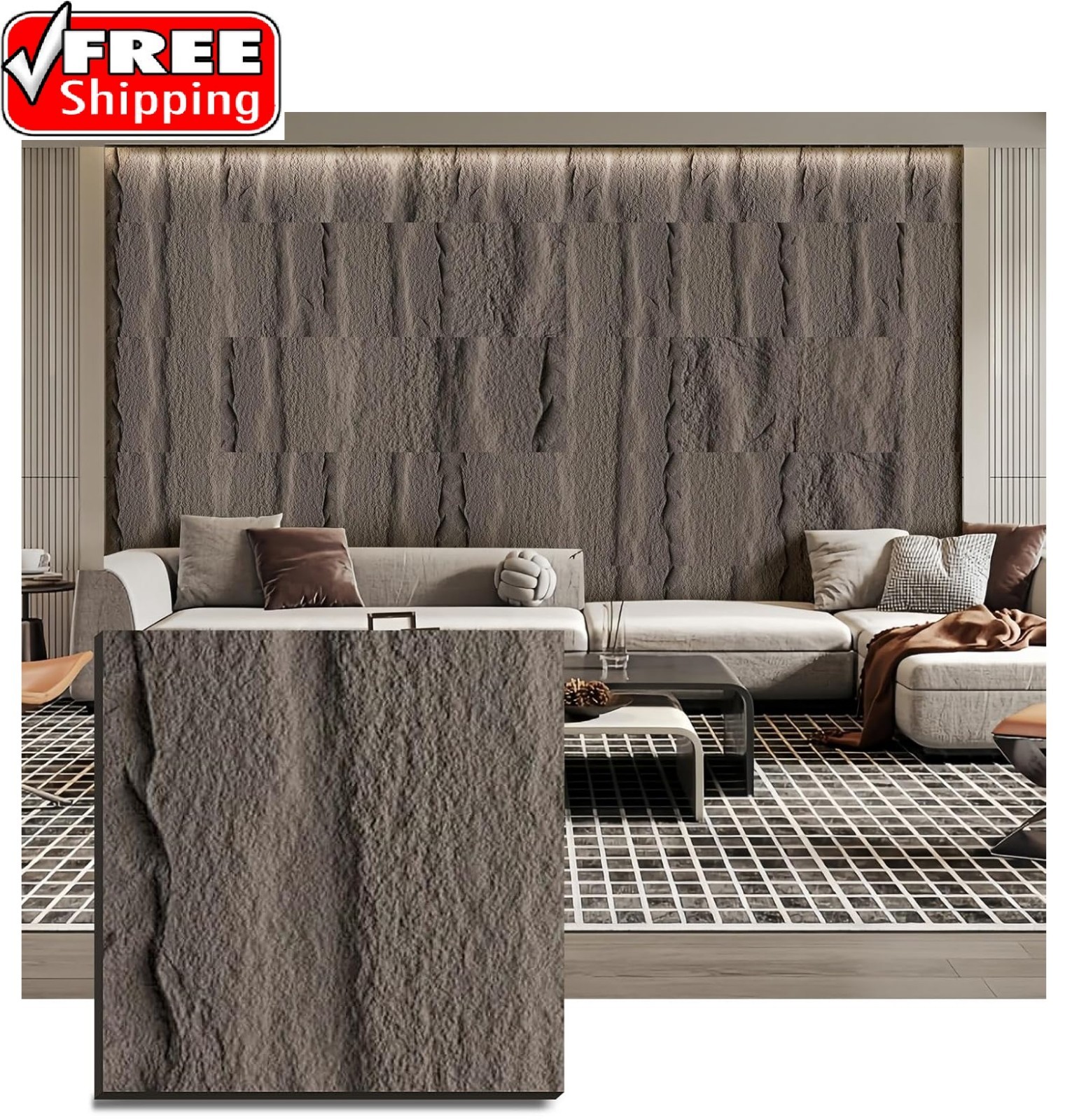8 PCS 3D Faux Stone Wall Panels for Stunning DIY Home Decor