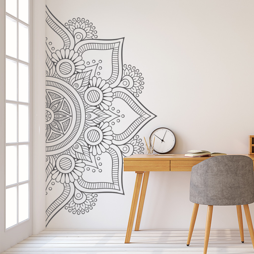 Mandala in Half Wall Sticker, Wall Decal, Yoga, Boho, Sticker for Meditation #10