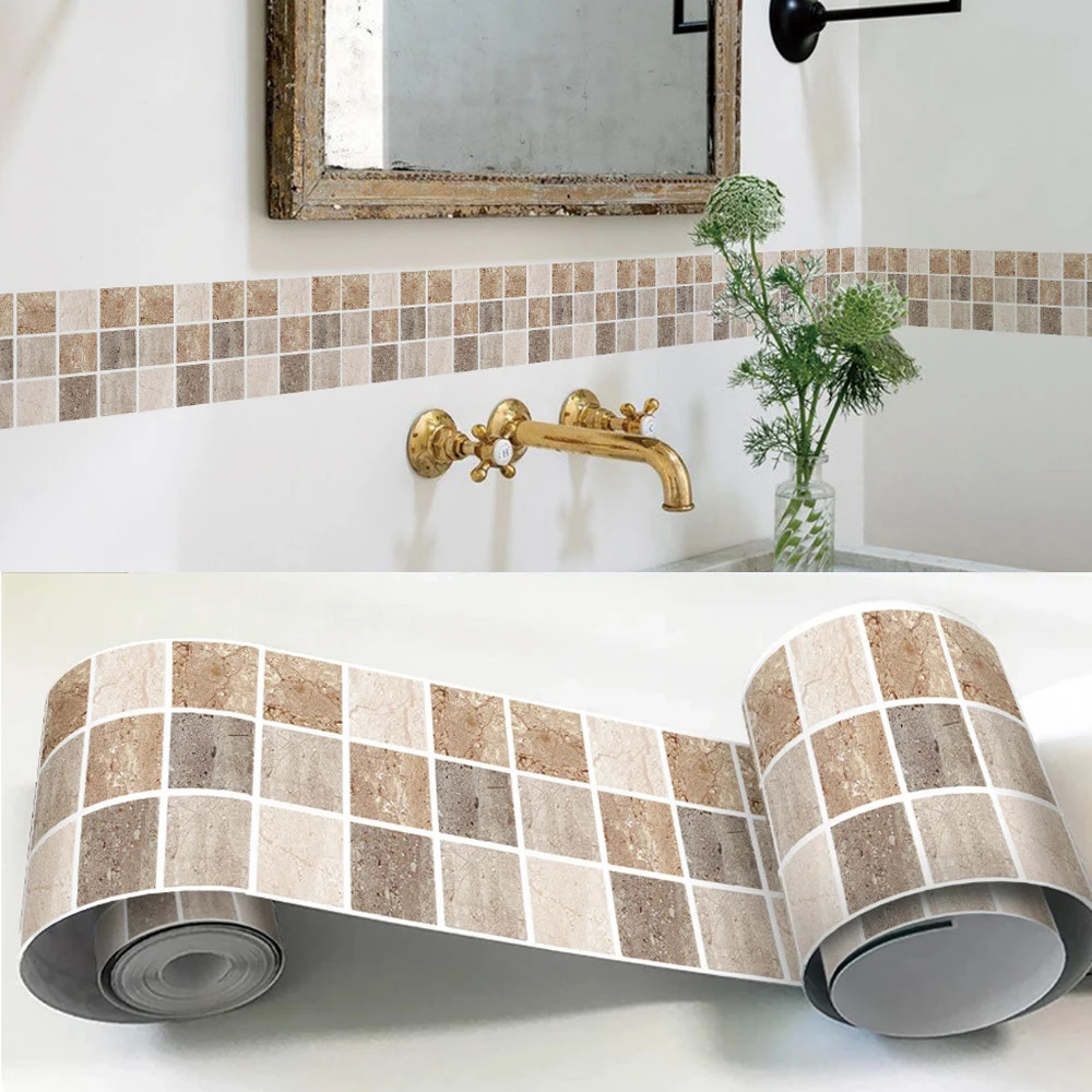 Bathroom Waist Line Wall Stickers Waterproof Peel & Stick Kitchen Office Decor