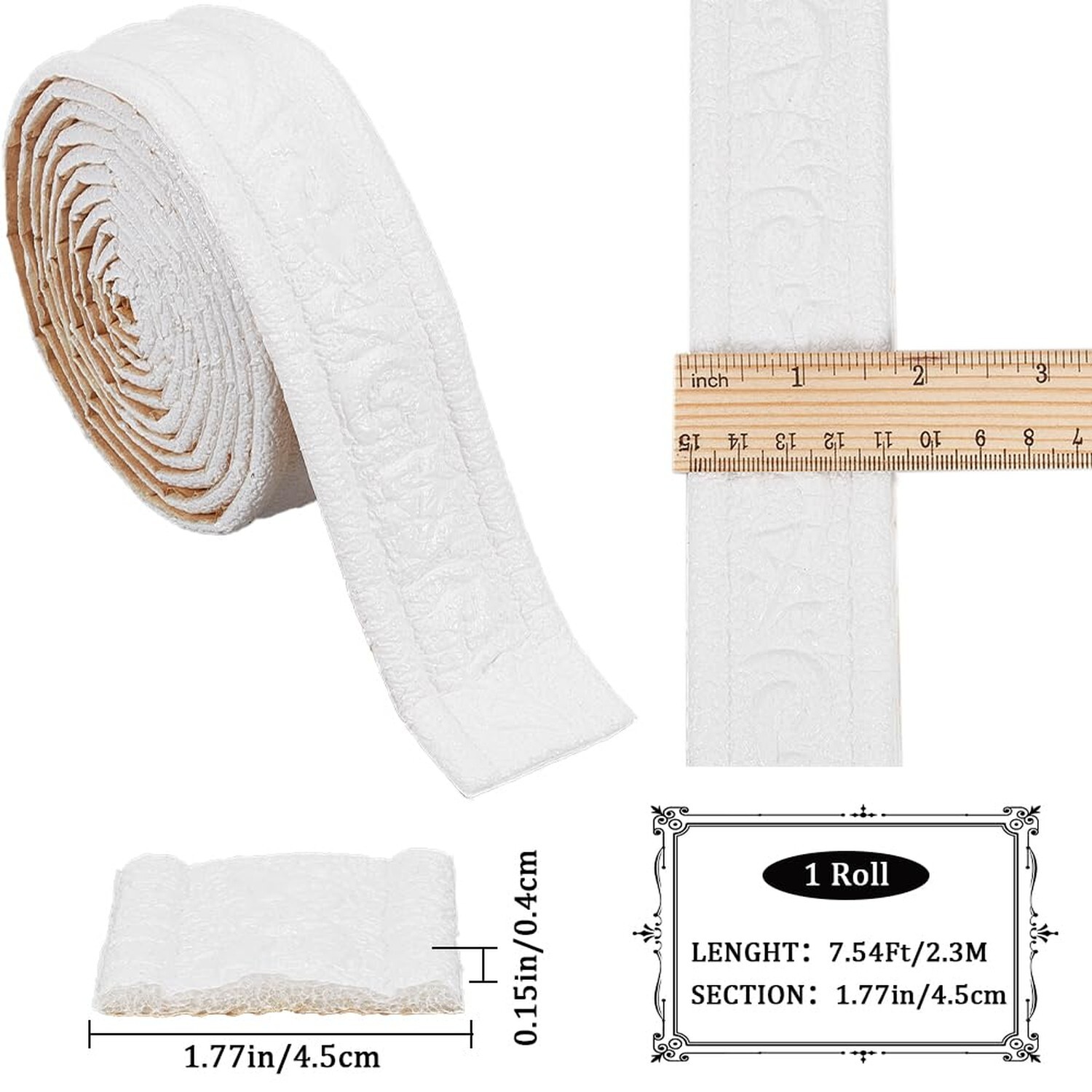 CRASPIRE 90×1.8in Peel Stick Foam Molding White Baseboard Trim Self Adhesive …