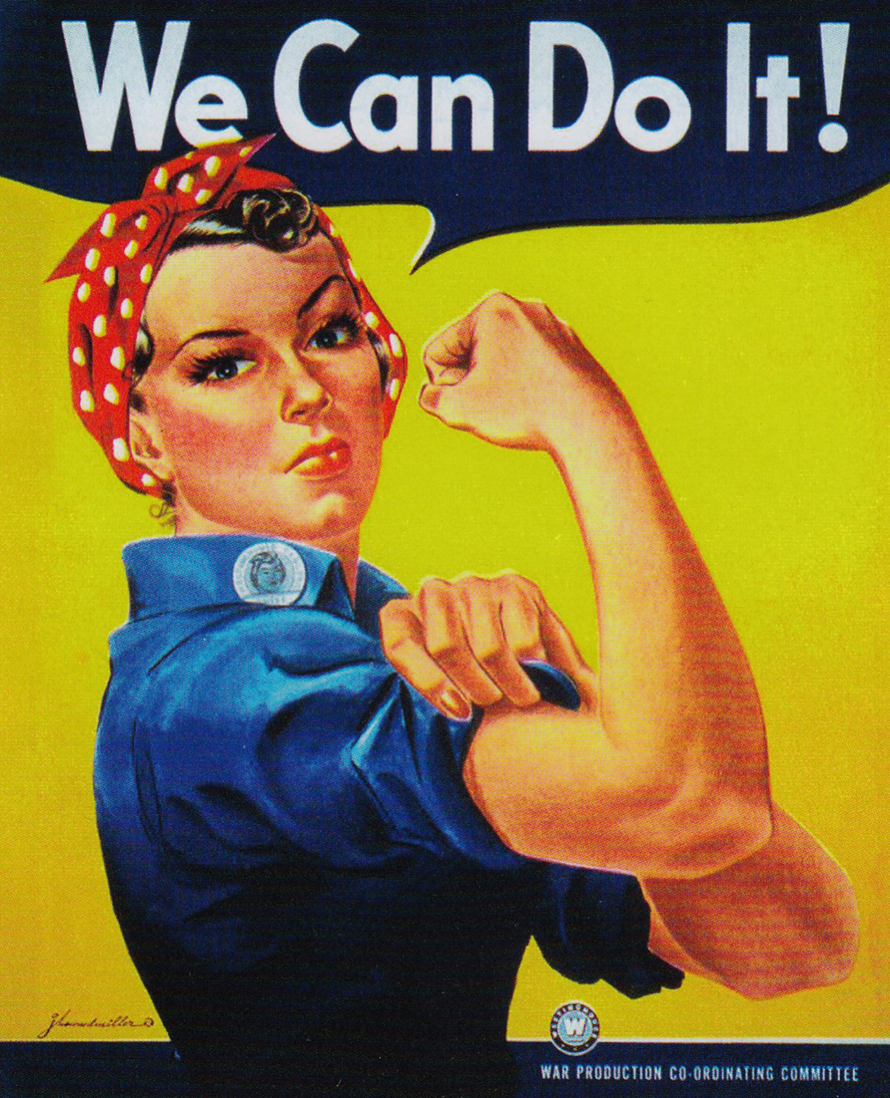 Sticker – Rosie The Riveter Vintage War Effort Repro 3.5" x 4.25" Color #13385