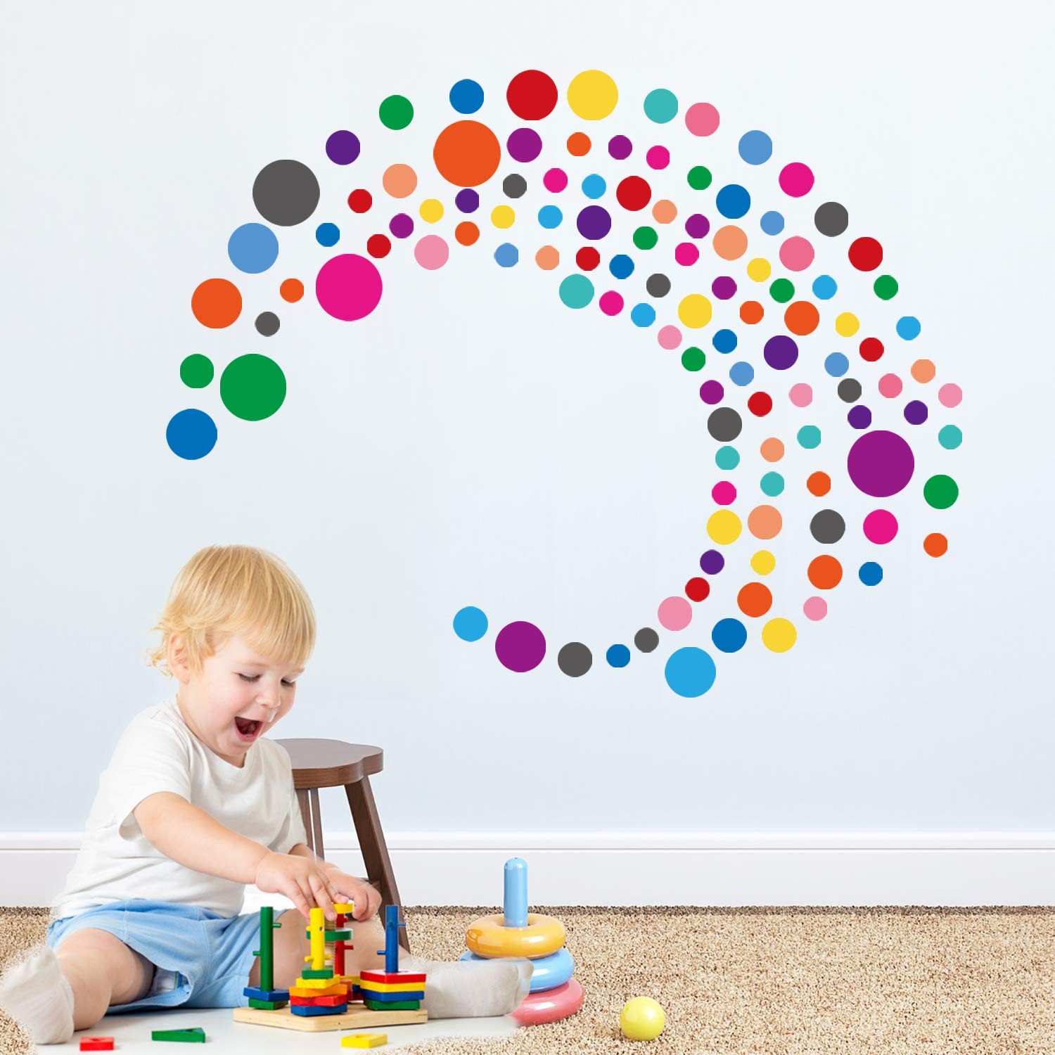 Wall Stickers for Bedroom Living Room, Polka Dot Wall Decals for Kids Boys an…