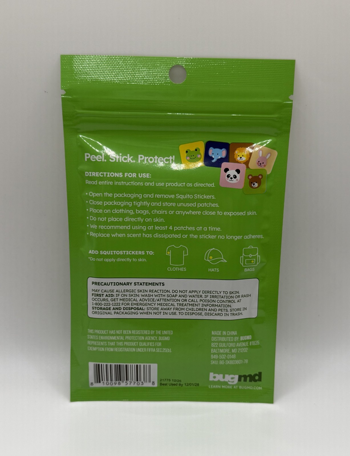 BugMD Plant-Powered Squito Stickers for Kids – 1 Pack