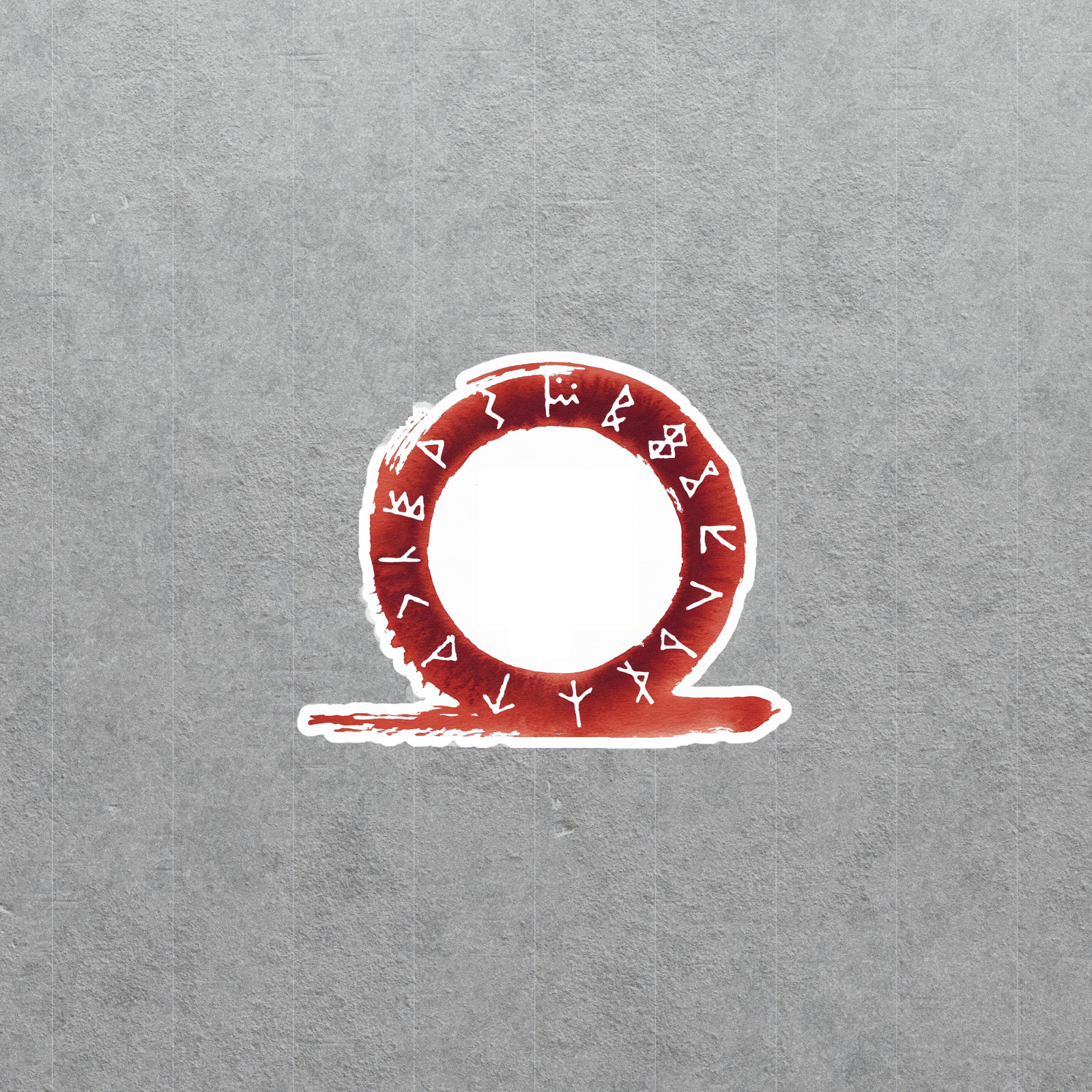 Handmade Circular Red Watercolor Rune Sticker – Viking Decor Vinyl Decal #843