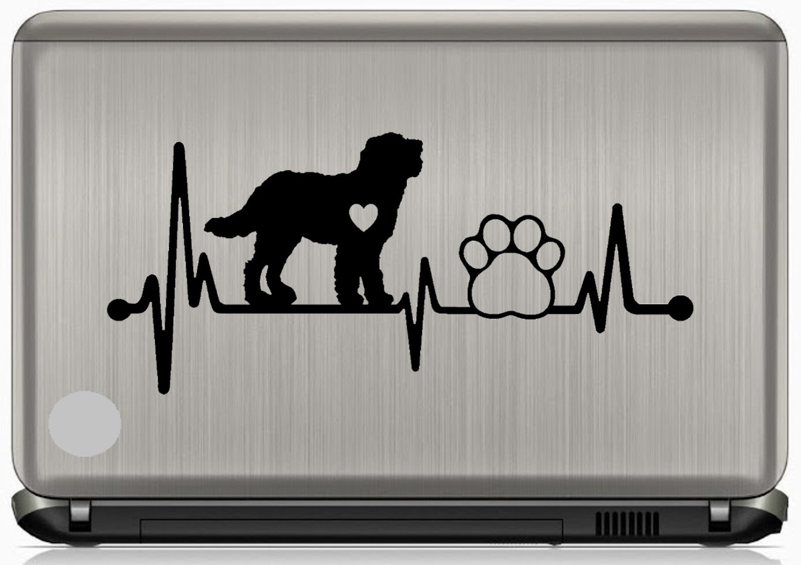 Doodle Labradoodle Heartbeat Lifeline Dog Paw Black Vinyl Decal Sticker BG 154