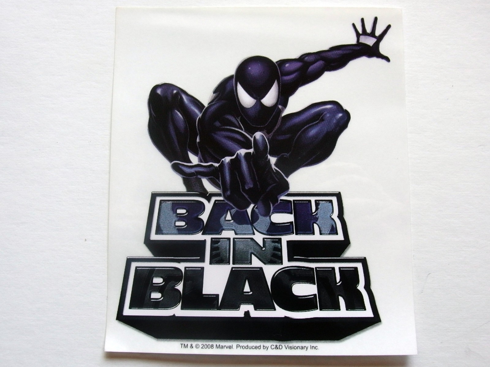 Spider-Man Back in Black Clear Sticker Marvel, C&D Visionary 2008 4.5" x 5.25"
