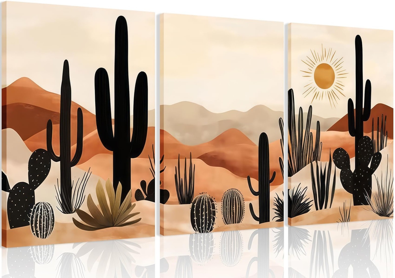 BWCWVGBN Cactus Canvas Wall Art Set of 3 Desert Plants Posters Wall Decor Mid…