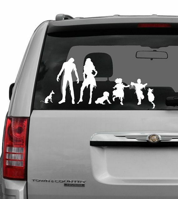 Zombie Family Stick Figures, Vinyl Wall Decal, Truck, Car, Trailer Decal