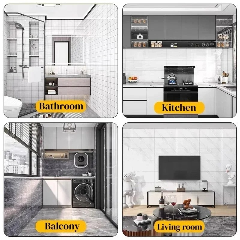 Thick Foam Marble Peel and Stick Wallpapers Waterproof White Gray Contact Paper