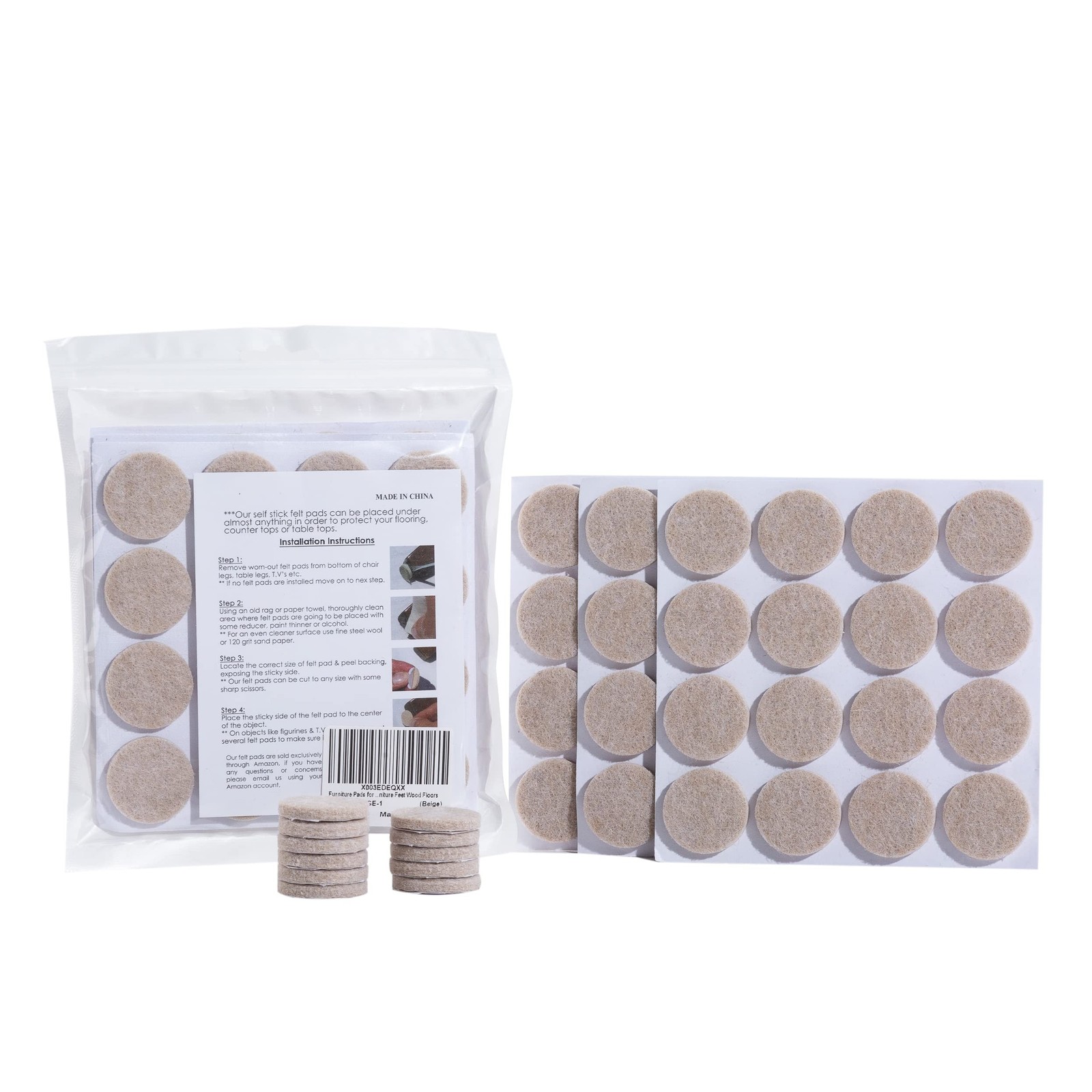 Furniture Pads for Hardwood Floors – 48 PCS Premium Felt Pads Floor Protector…