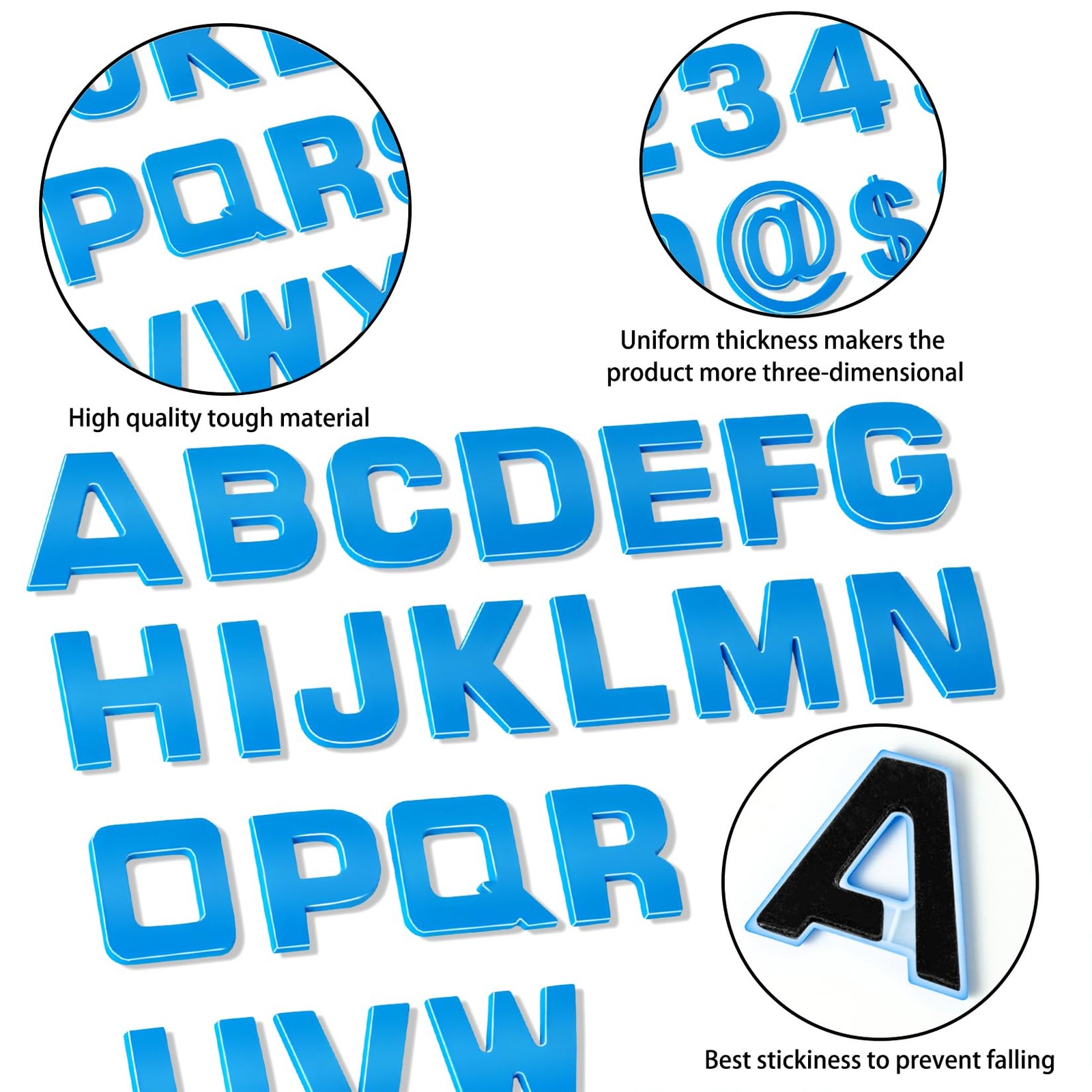 43 Pcs 1.73" 3D Car Letter Decals Emblem Adhesive Number Symbol Badge Stickers