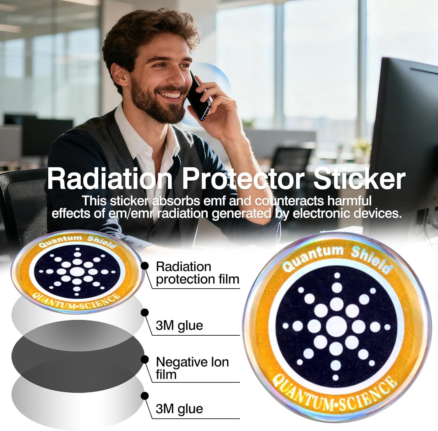 8-Pack Radiation Blocking Stickers – Gold & Silver Energy Balancers for Devices