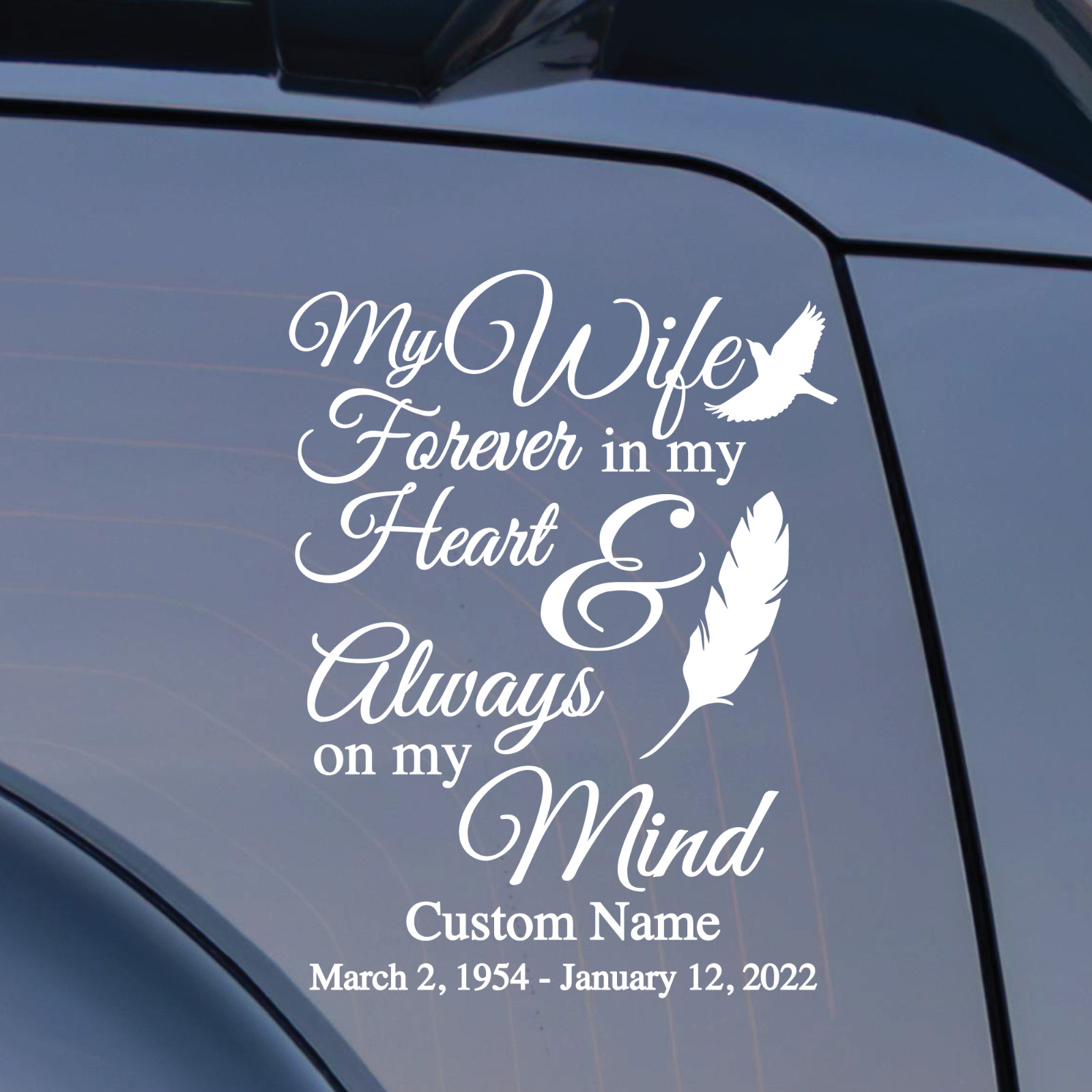 My Wife Forever in My Heart Decal – In Loving Memory -Memorial Sticker Decal