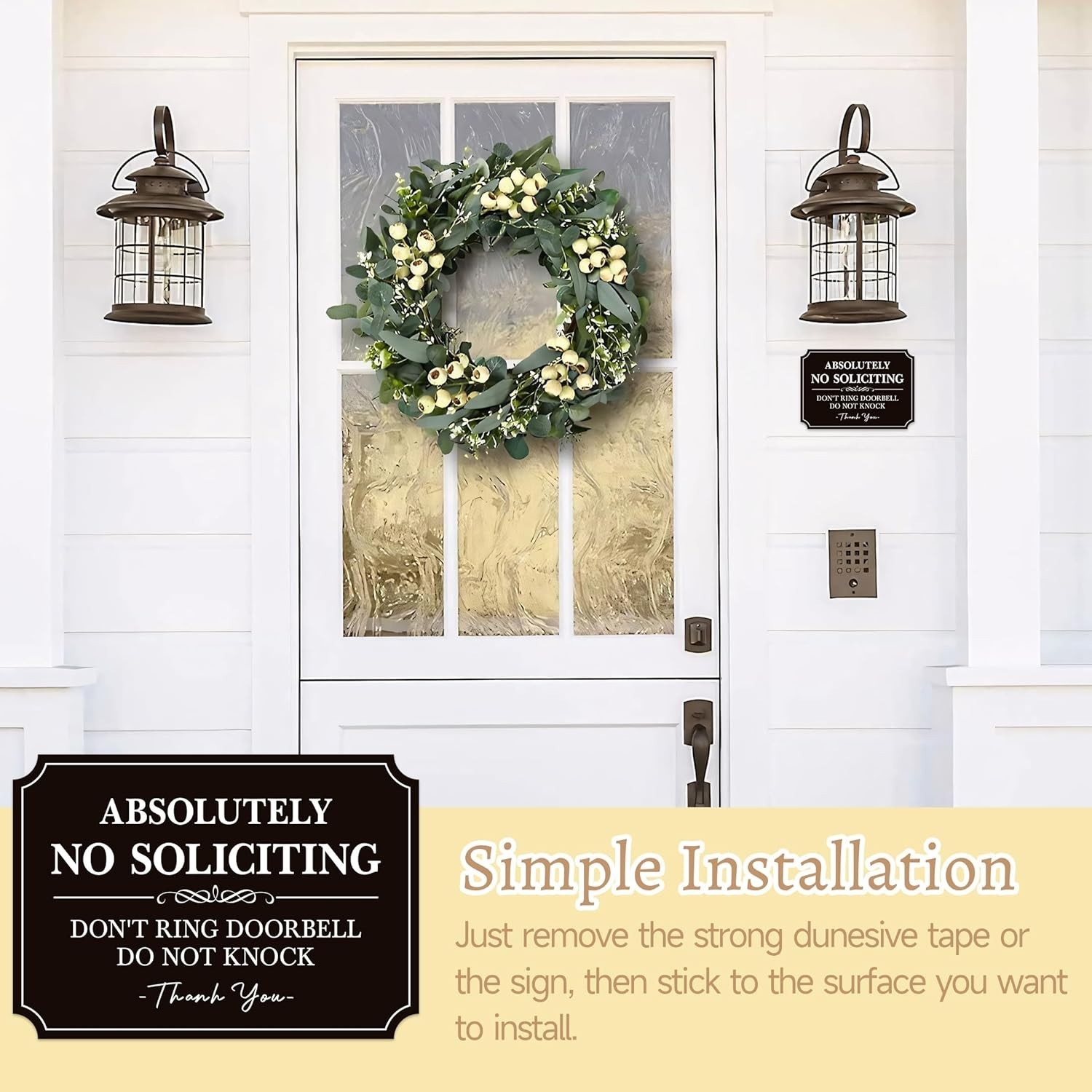 5.6"W Absolutely No Soliciting Don't Ring Doorbell Do Not Knock Vinyl Sticker