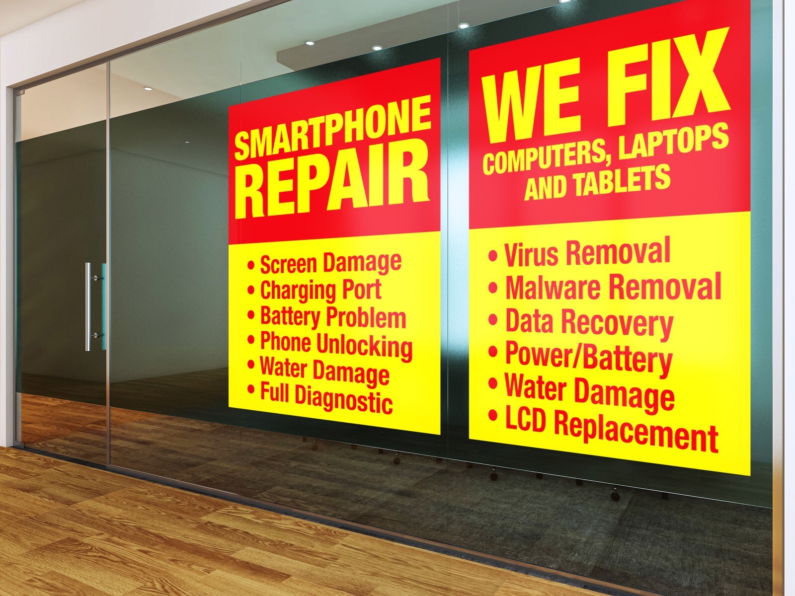 Cell Phone Computer Tablet Laptop REPAIR sign banner window decal wrap