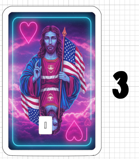 Jesus Neon Playing Card ATM Debit Credit Sticker Skin Christ God Christian USA