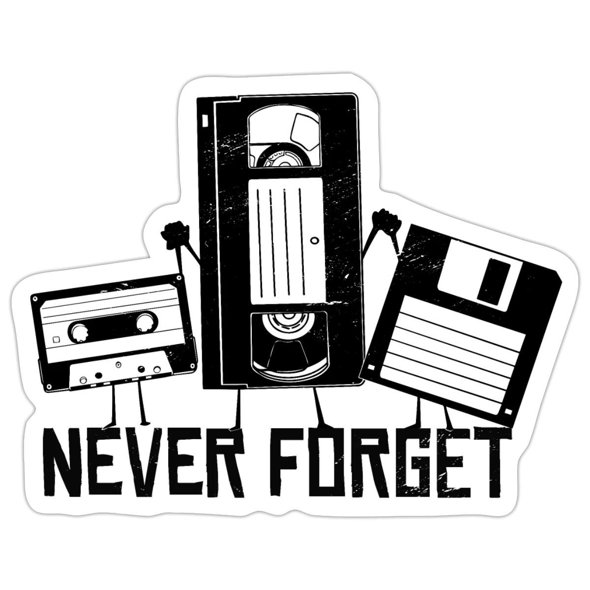 Retro Tech. Never Forget Sticker, max. 4 x 4"