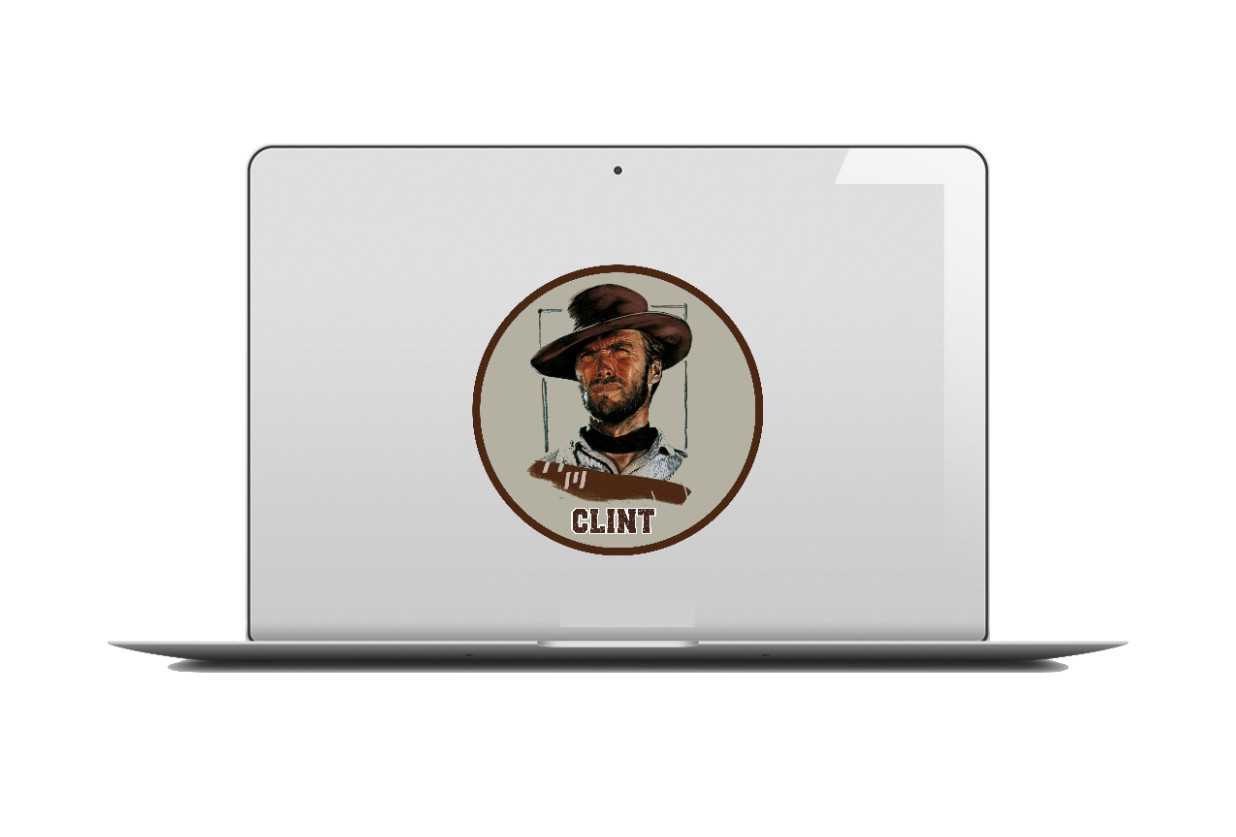Movie Star (Clint Eastwood) – 4" Handmade Vinyl Decal Vehicle Laptop Cooler 26