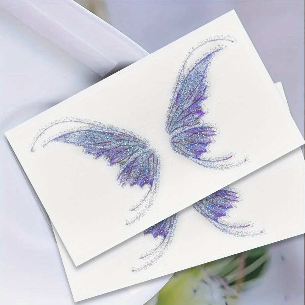One Butterfly Face Sticker Featuring a Bright Purple And Blue Floral Pattern,1pc