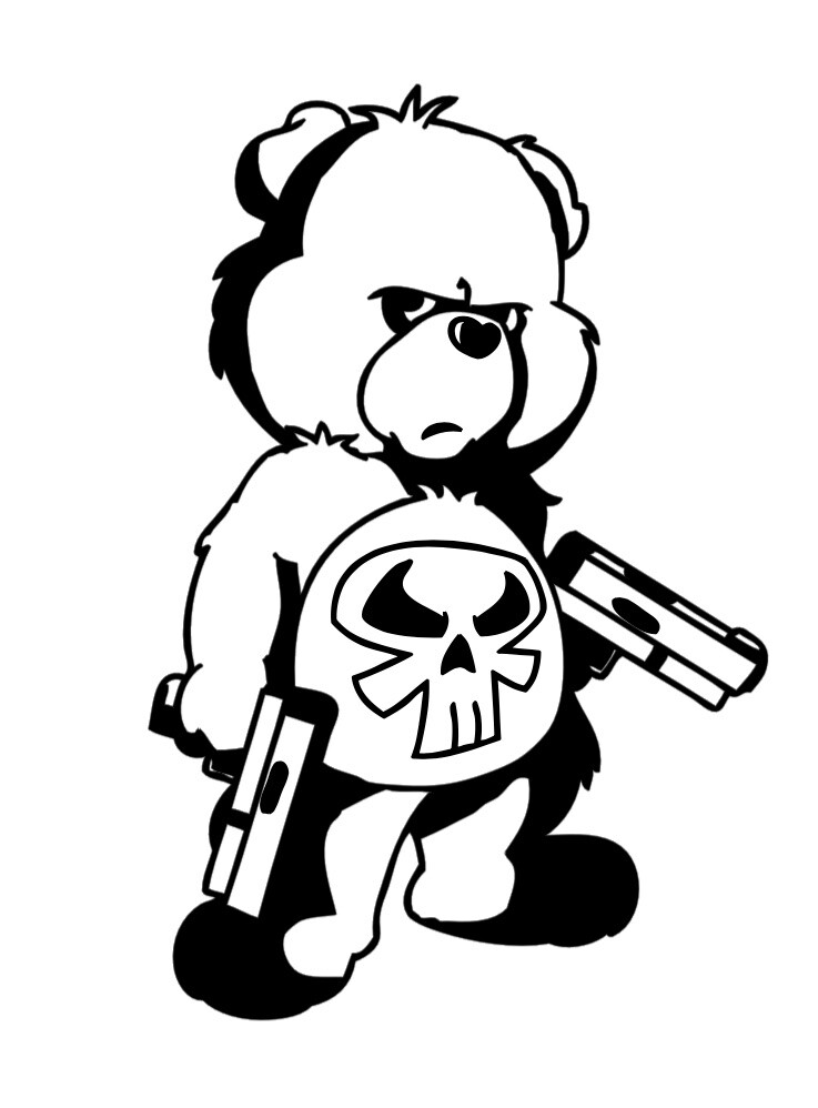 Punisher Care Bear Frank Castle Cute Vinyl Window decal Gun Freedom AmericA