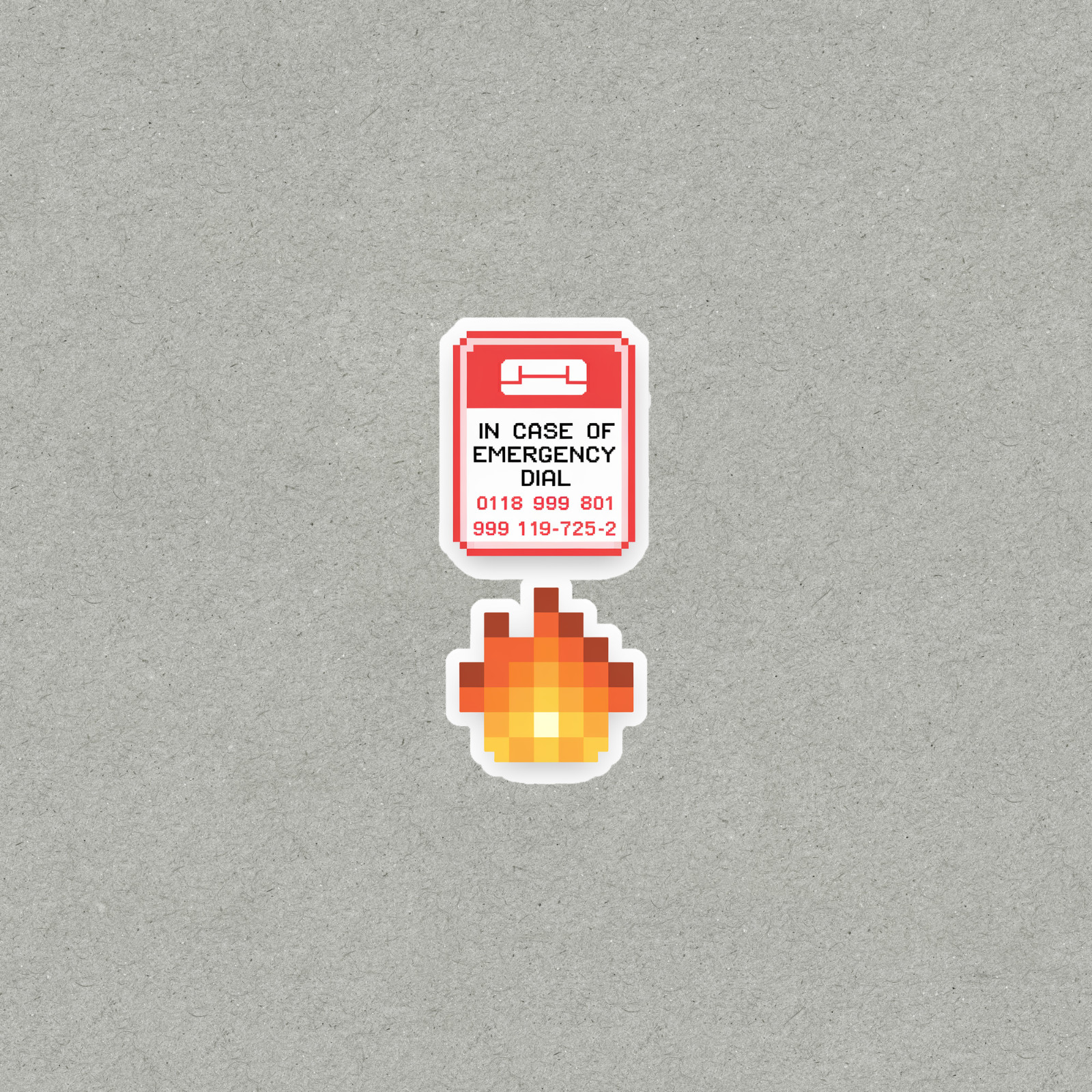In Case of Emergency Dial 999 119 725 3 Pixel Art Sticker #5736