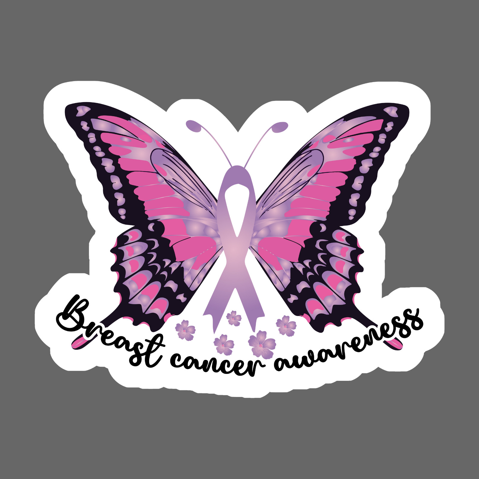 Breast cancer sticker vinyl decal butterfly pink ribbon awareness survivor