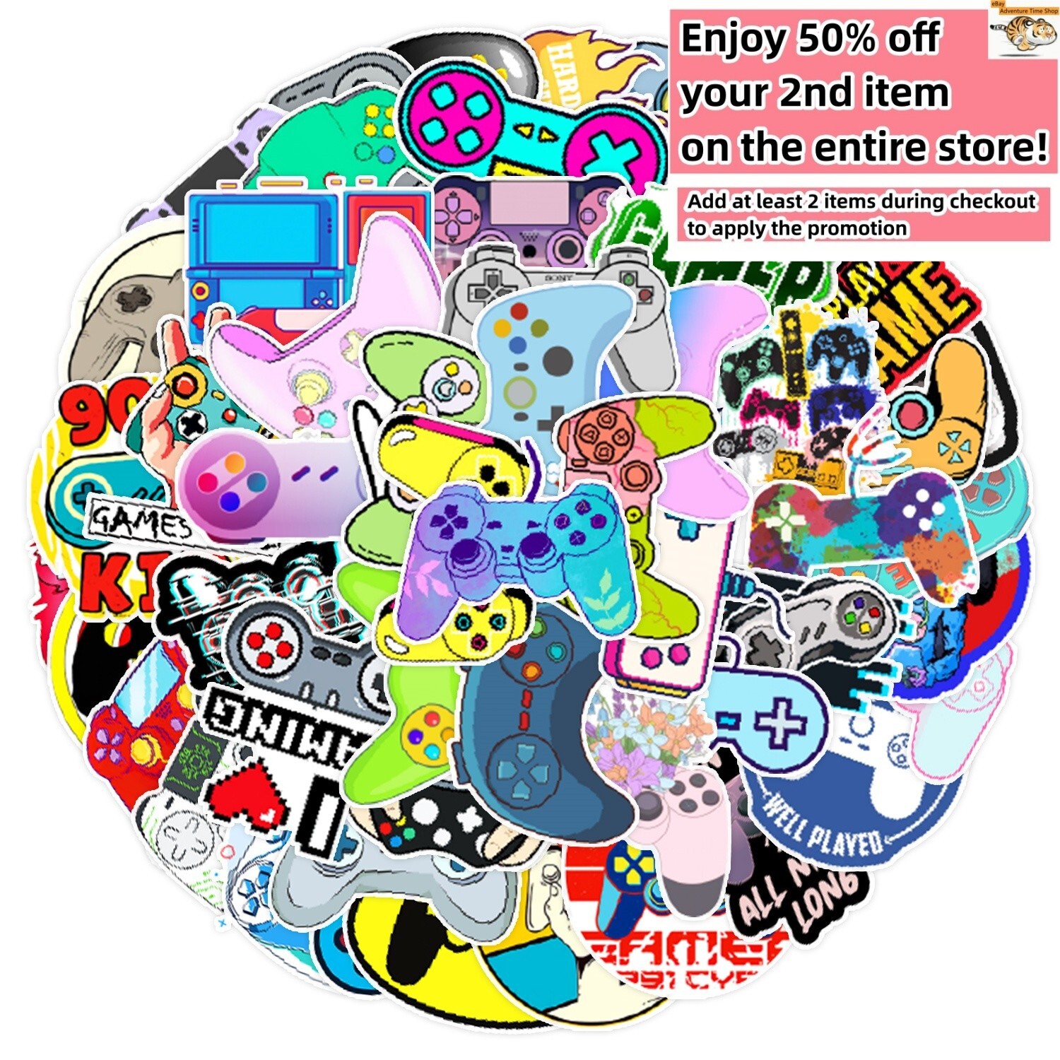 50Pcs Stickers Nintendo Xbox PS5 Video Game Controllers Luggage Laptop Car Vinyl